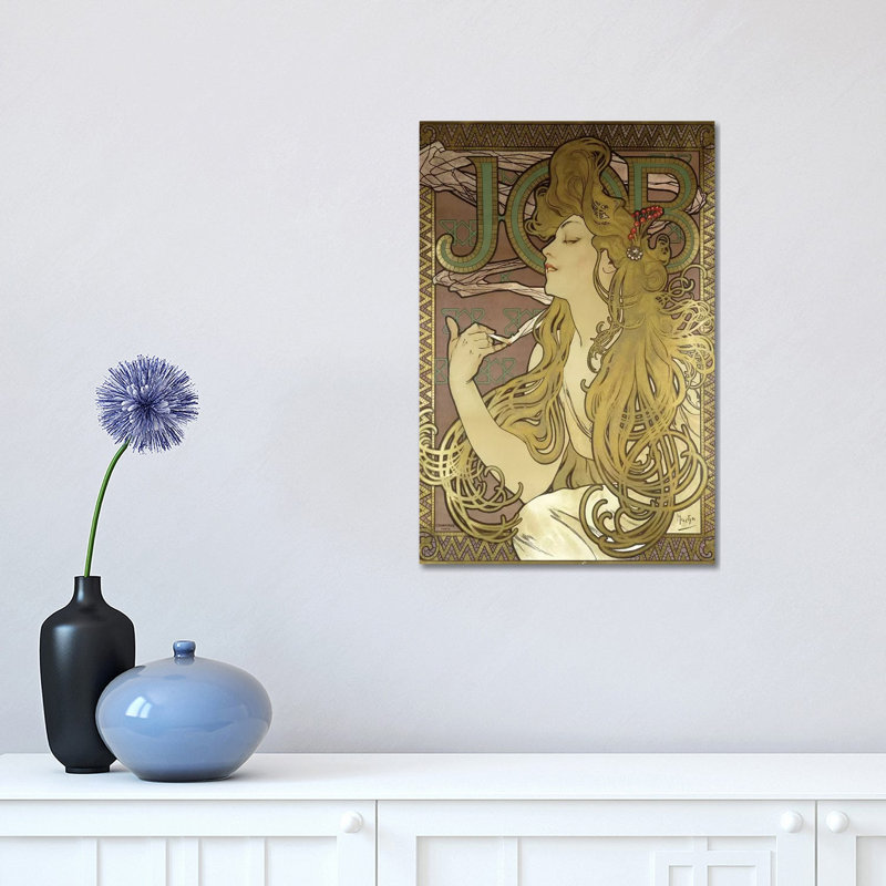 JOB Rolling Papers Advertisement, 1896 by Alphonse Mucha - Wrapped Canvas Painting, 30.48 cm H x 45.72 cm W