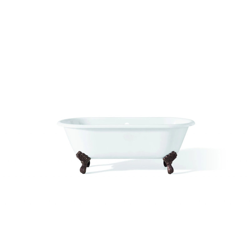 Baignoire de trempage sur pattes 61 po x 31 po Janade, Bronze antique, Intérieur et extérieur blancs