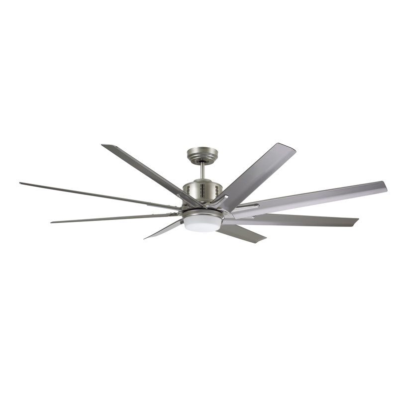 Kenja 72'' Ceiling Fan with LED Lights, Platinum with Driftwood Blades