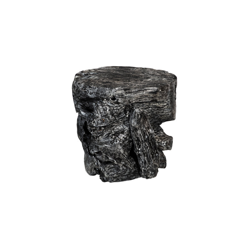 Black Wash Solid Wood Tree Stump End Table