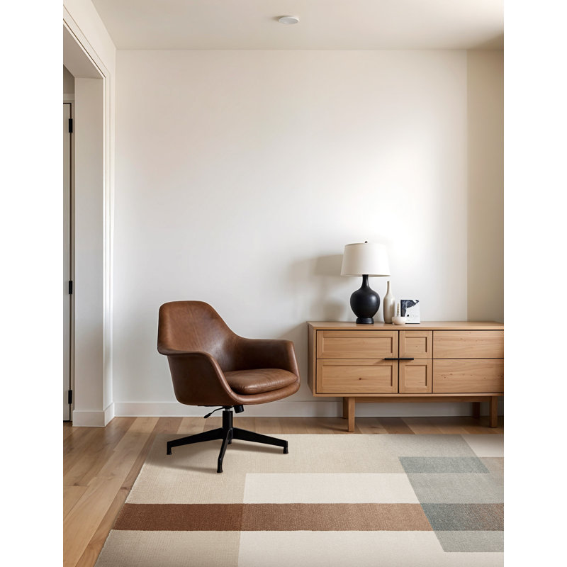 Geometric Shapes Area Rug, Recycled P.E.T, Beige, Rectangle 120 x 170 cm