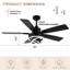  Ventilateur de plafond moderne à 5 pales de 52 po avec ensemble d'éclairage et télécommande, 6 lumières à intensité variable DC silencieuse avec abat-jour à DEL pour le salon-232385290