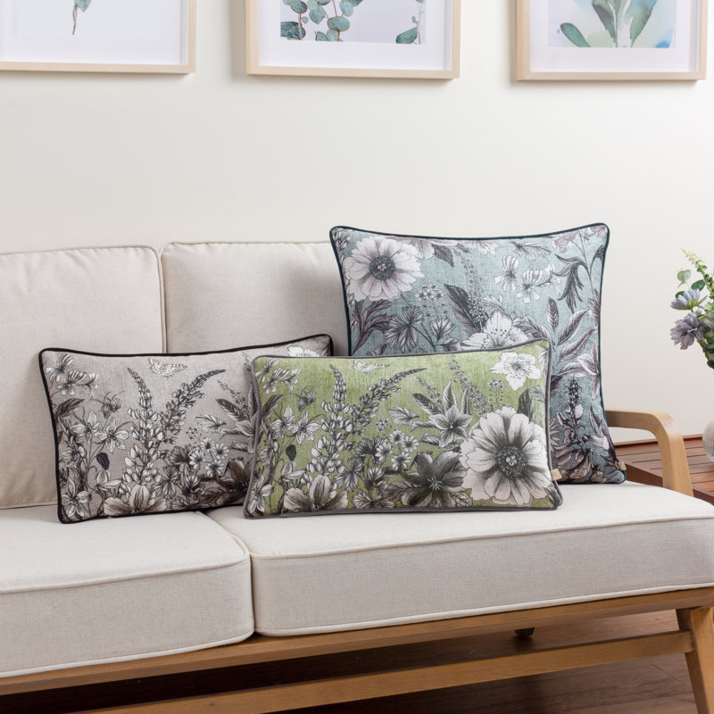Harlington Gardenia Floral Rectangular Lumbar Cushion, Sepia