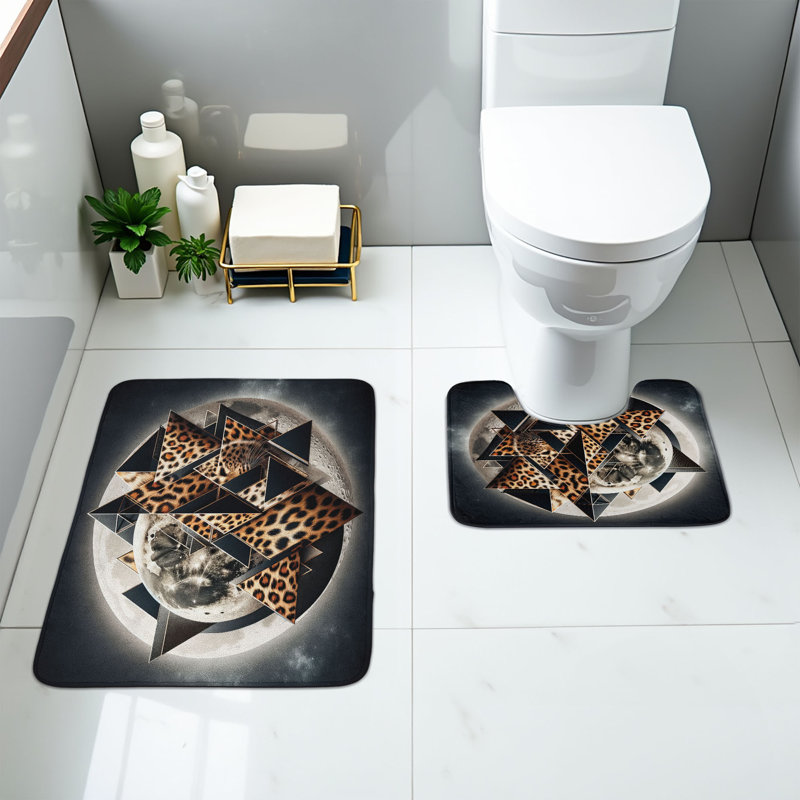  Ensemble de 2 tapis de salle de bain Leopard