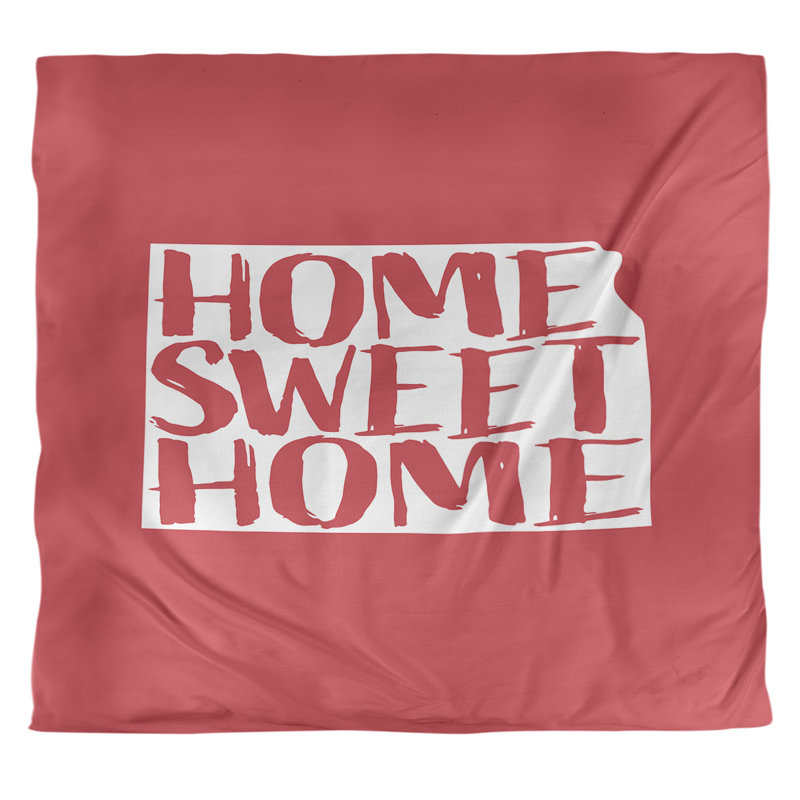Housse de couette simple Kansas Home Sweet, Polyester brossé, Housse de couette pour grand lit, Rouge