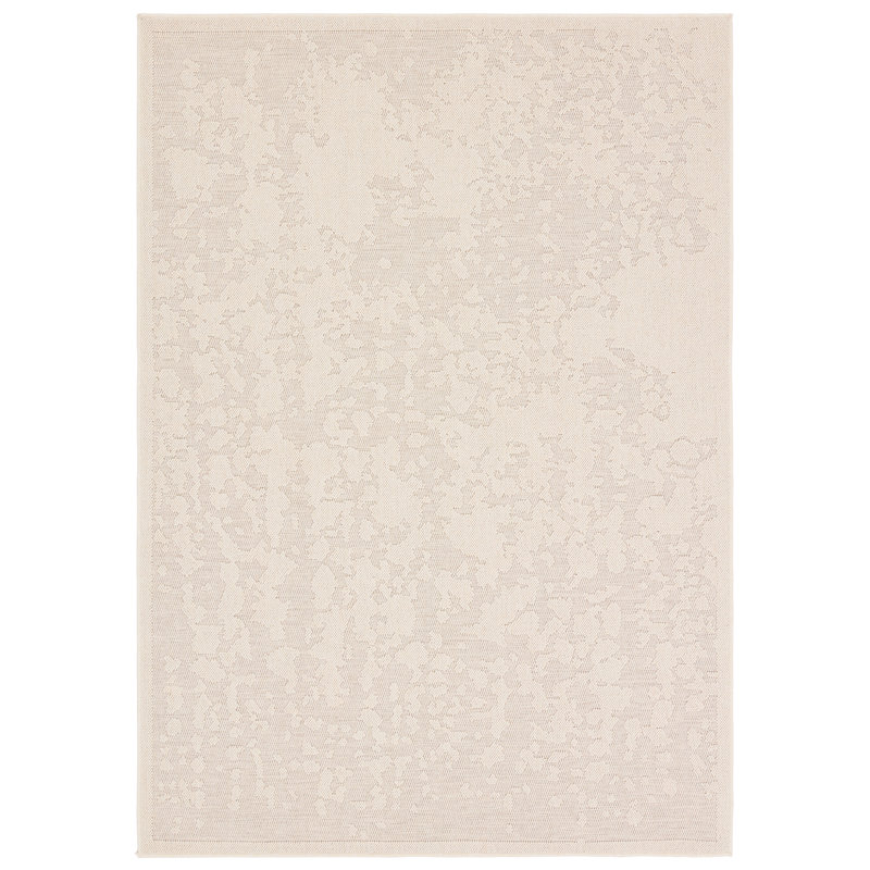 Tapis abstrait en polypropylène tissé à la machine crème, Rectangle de 5 pi x 8 pi