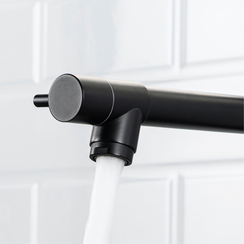 Heavy Duty Kitchen Sink Faucet - Commercial Pre-Rinse Single Handle Matte Black Disk Pull Down Style Adapter, Matte Black