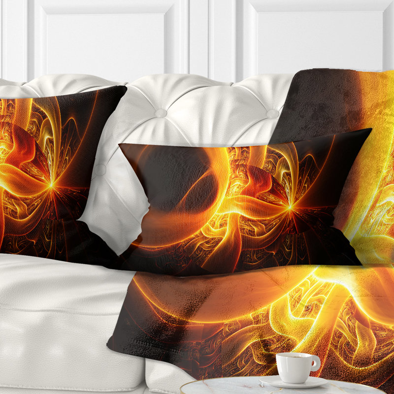 Designs on Black - Coussin imprimé abstrait, Jaune