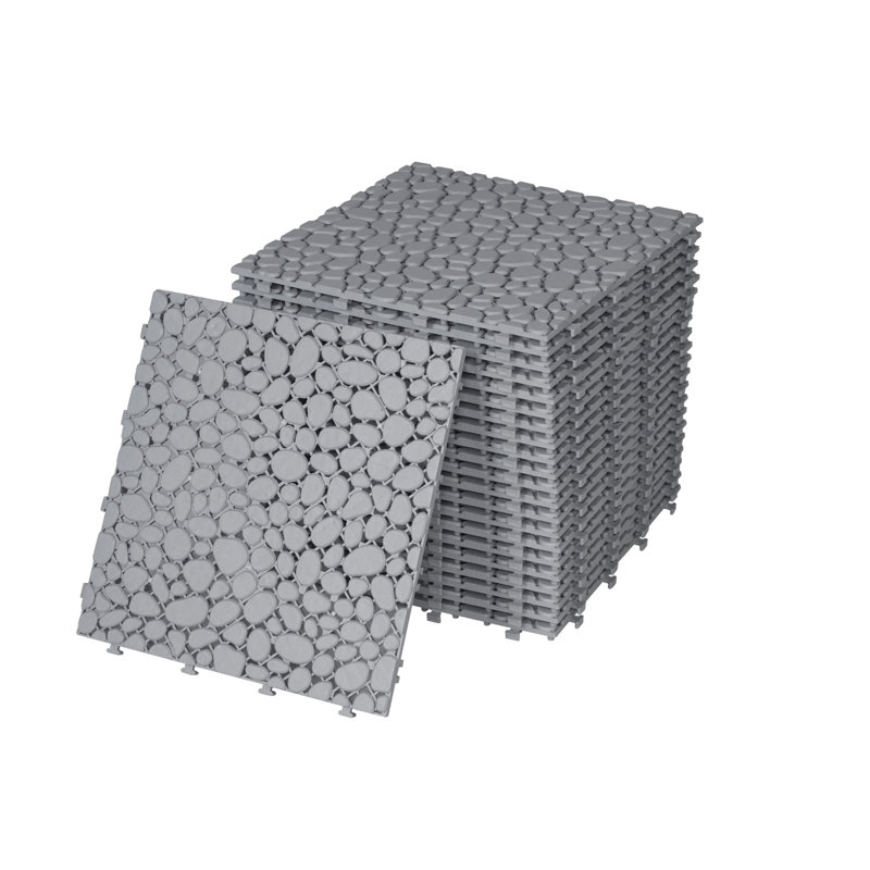 Carreaux de terrasse emboîtables en plastique imperméables, Gris