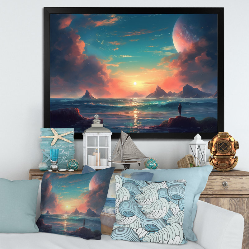 «Coastal Horizon I» sur toile, Cadre photo noir, H 12 po x l 20 po x P 1 po