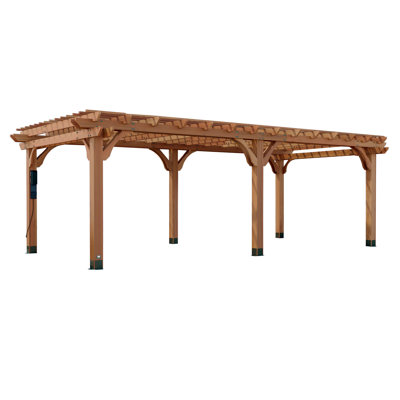 Ensemble de pergola d'extérieur en bois de cèdre 24 pi x 12 pi avec toit en treillis et PowerPort Backyard Discovery Beaumont