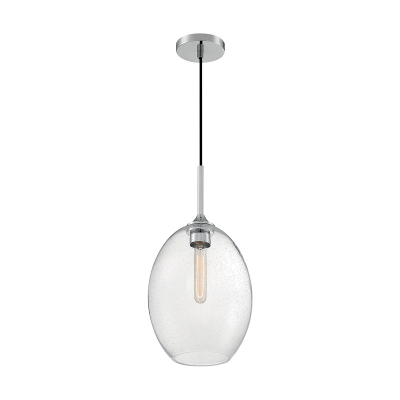 Luminaire suspendu à 1 lumière Paule, Nickel poli, H 19,13 po x l 9,63 po x P 9,63 po