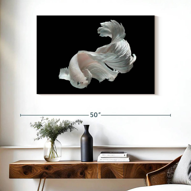 Brampt White Betta Fish, 26" H x 39" W