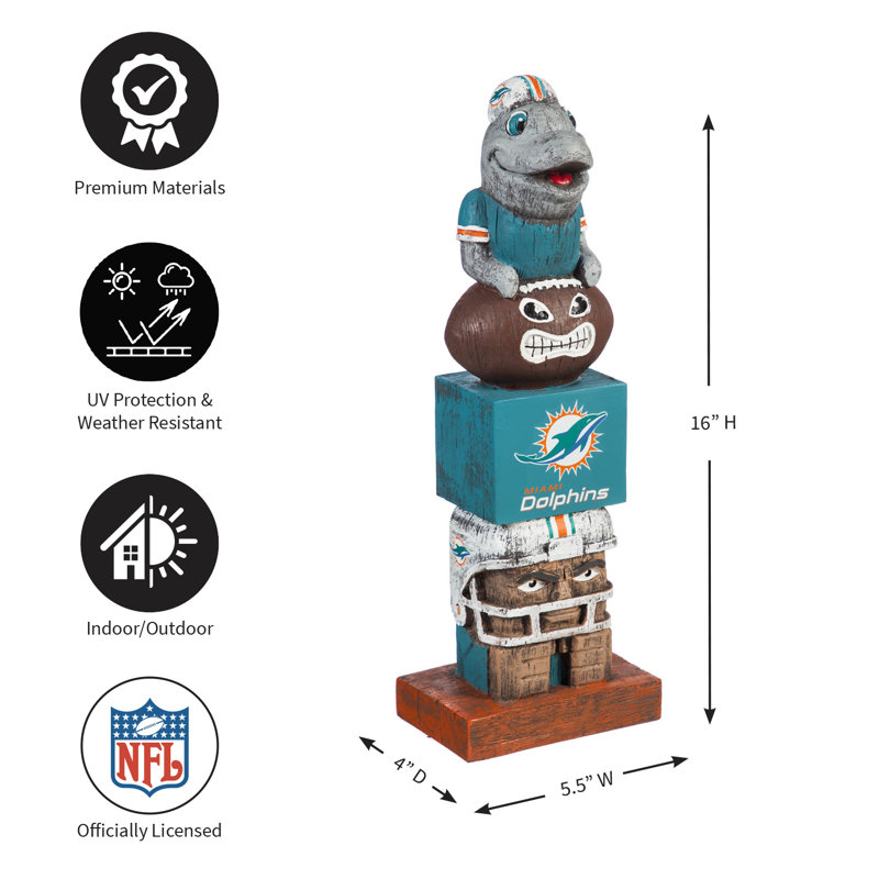 Miami Dolphins Hand-Painted Resin Tiki Garden Statue