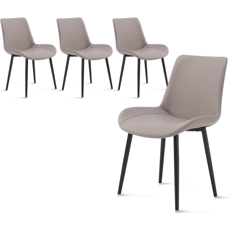 Upholstered Dining Chairs Mid Century Modern Leather Dining Room Chairs, Beaver, 4