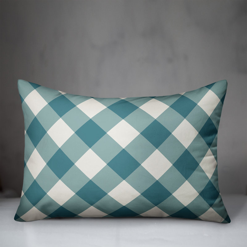 Coussin lombaire à carreaux écossais, Bleu / gris