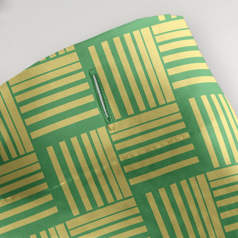 Rideau de douche simple basketweave rayures classic, Vert / Jaune