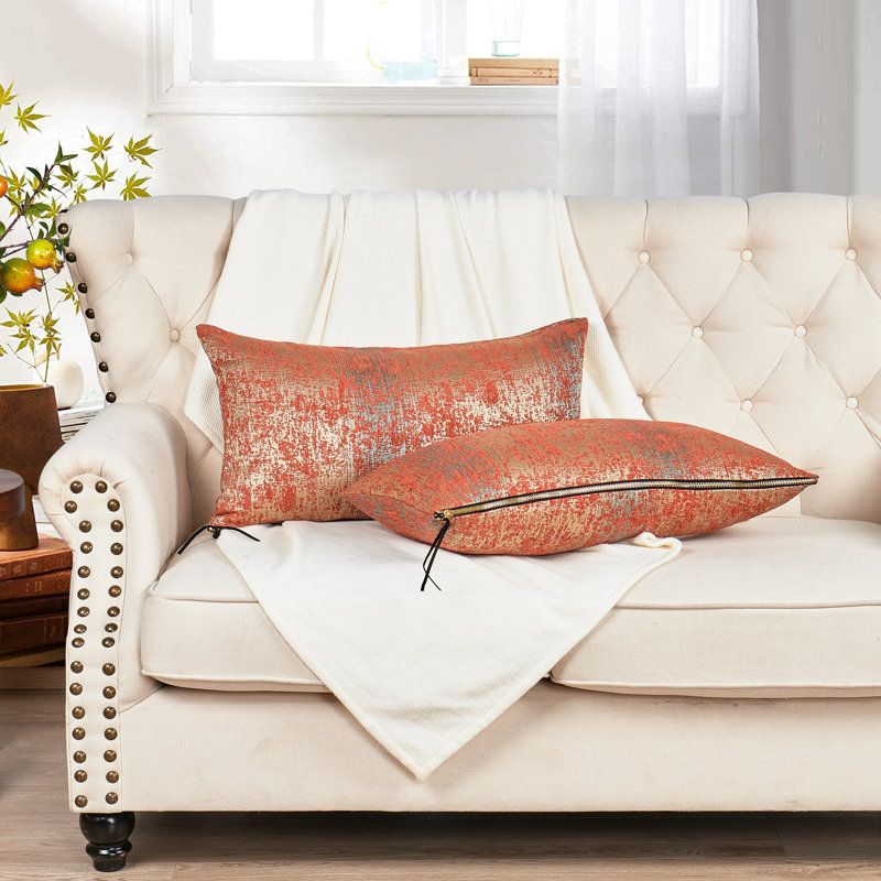 Rectangular Lumbar Cushion Cover, Orange