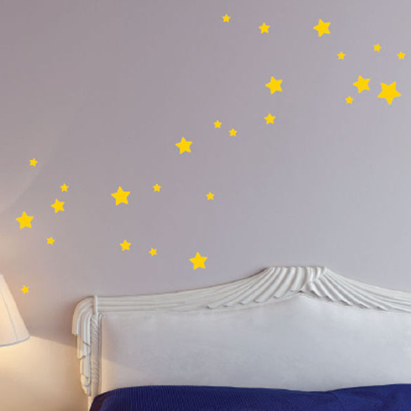 Décalcomanie murale en forme de lait galaxie, Jaune clair, H 29 po x l 70 po x P 0,01 po