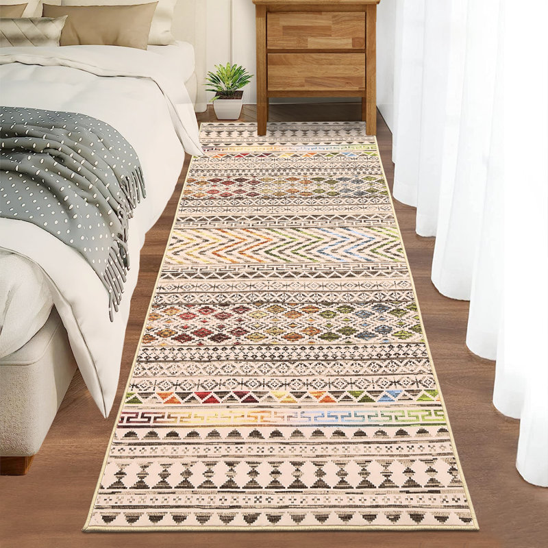 Rugs for Living Room Washable Rug Non-Slip Low Pile Accent Carpet Modern Abstract Carpet for Kitchen Entryways, Beige