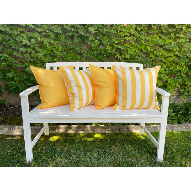 Solid and Stripe Outdoor Accent Pillow Cover Set, Samoan Sun