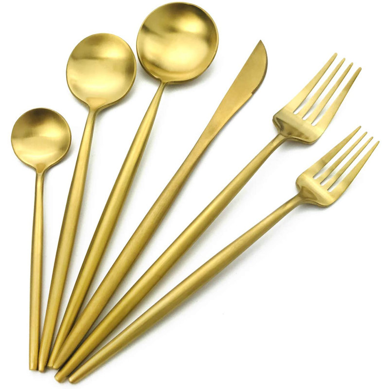 Mercer41 Cheryla Stainless Steel Flatware Set - Service for 6, Gold