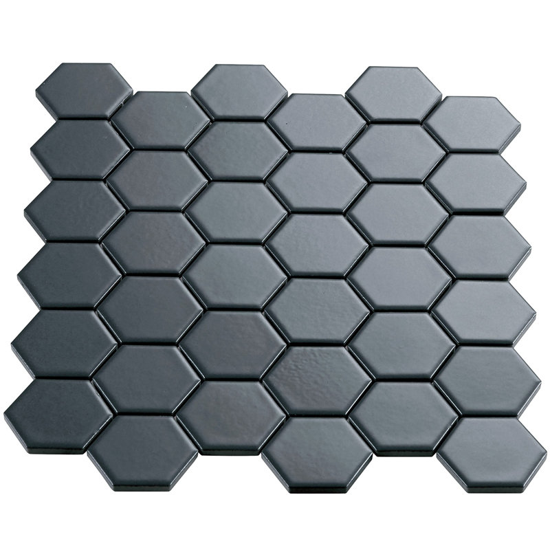 Electro-Funk Matte 2'' W x 2'' L Porcelain Tile Hexagon Mosaic Sheet, Pewter