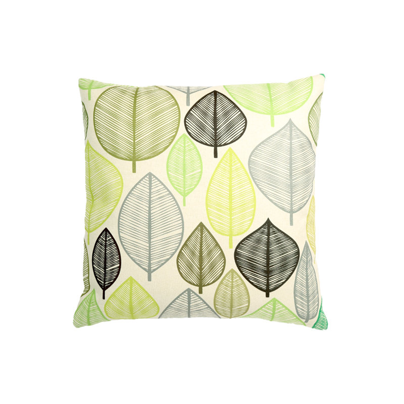 Coussin à imprimé de feuilles, Vert, Pas de bourre