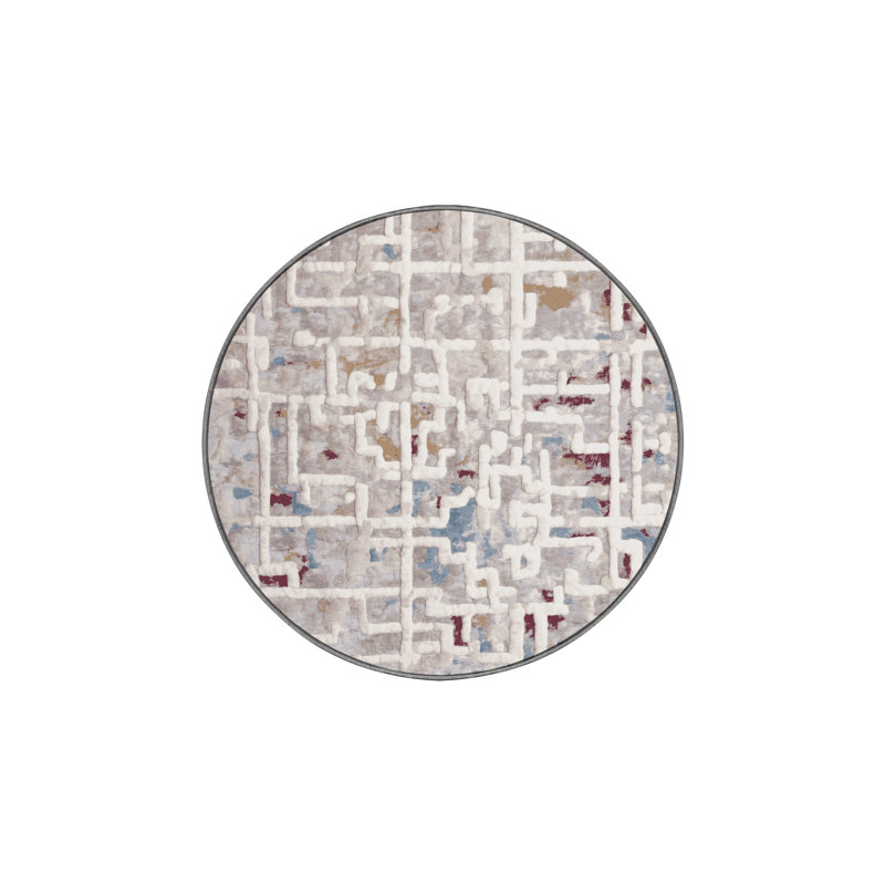 Tapis gris lavable à la machine, Rond 6 pi