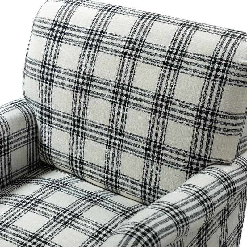 Fauteuil en polyester 29,5 po Arching, Tissu écossais noir