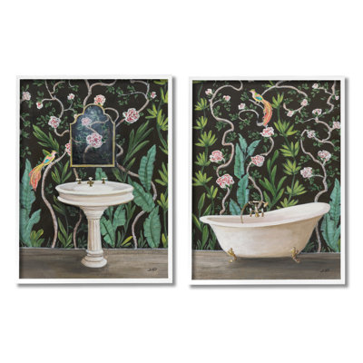 " Tropical Patterned Bathroom " by Julia Purinton 2 - Pieces