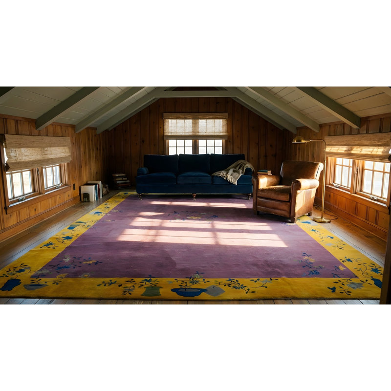 Hand Knotted Wool Area Rug in Purple