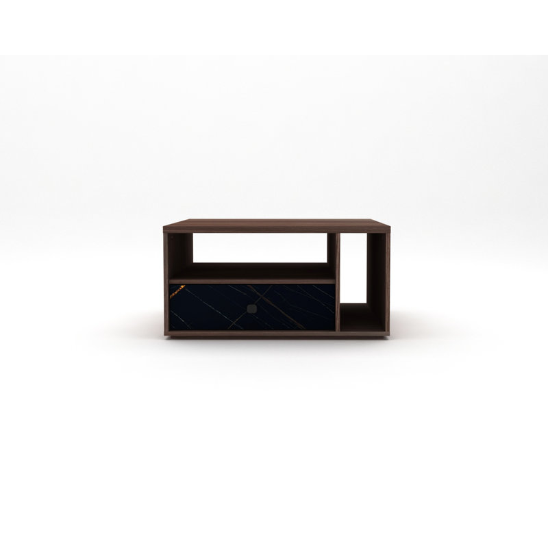  Table basse avec tiroir - décor marbré et tablette ouverte, l 31,1 po x P 23,2 po x H 15,7 po