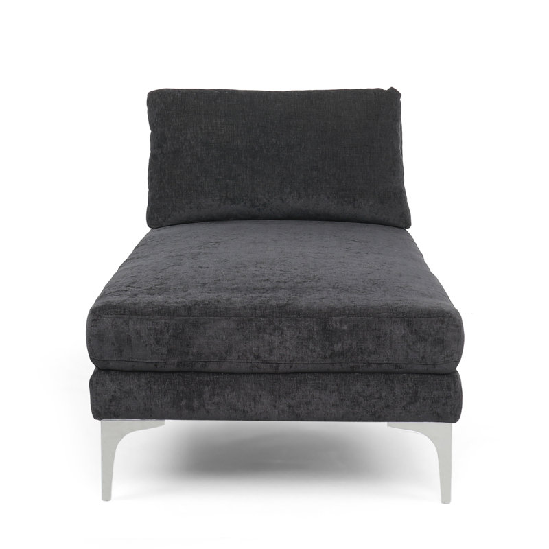 Chaise longue sans accoudoirs touffetée, Polyester noir