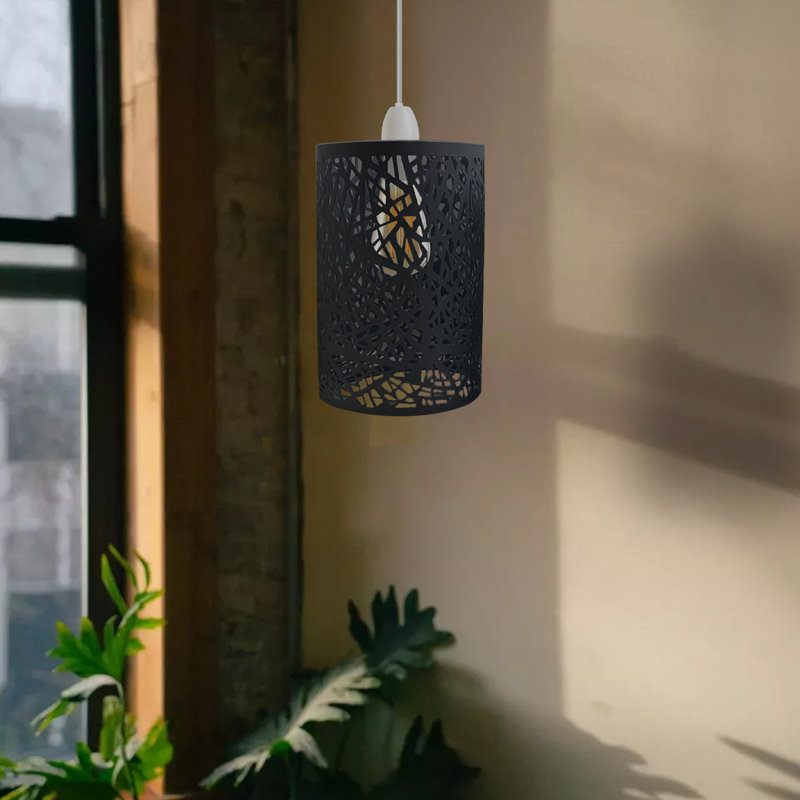 25cm H Metal Drum Lamp Shade ( Uno ), Black