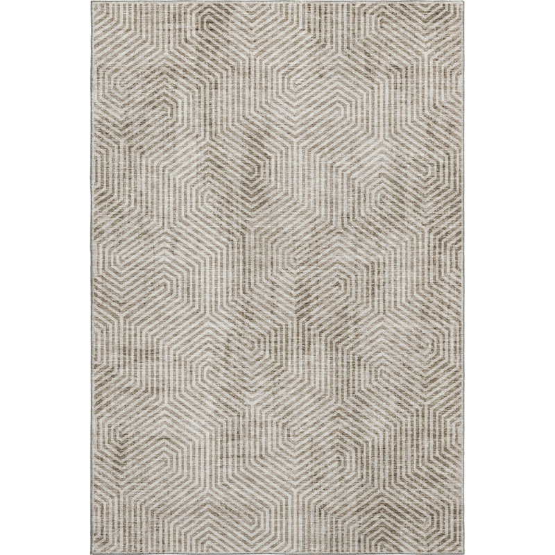 Premium Machine Washable Prisco Taupe Rug, Rectangle 9' x 12'