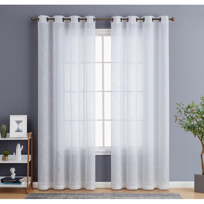 Gracie Oaks Aleksander Polyester Semi-sheer Curtain Pair & Reviews 