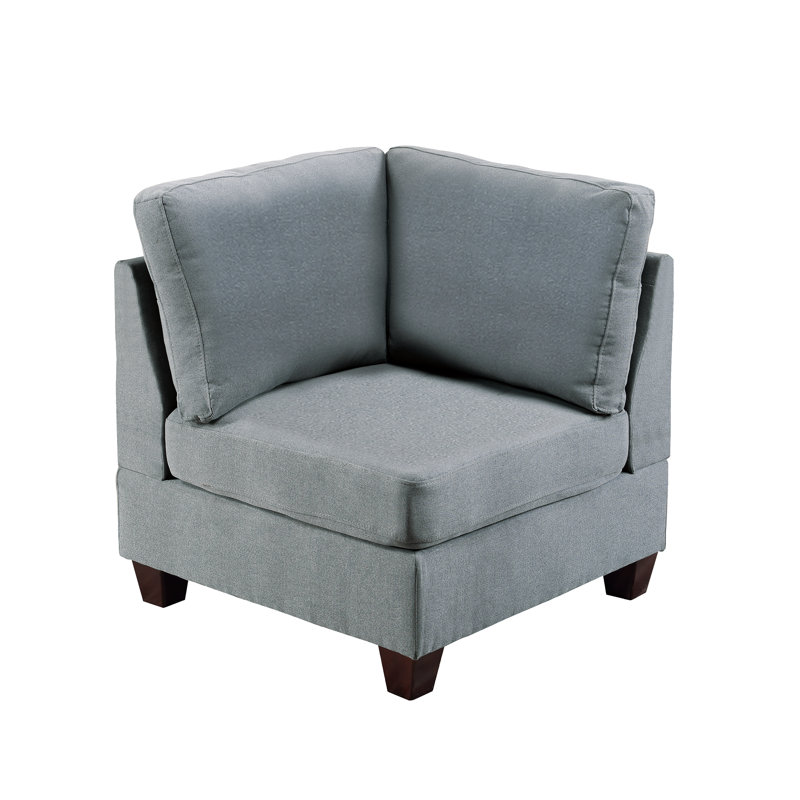 Canapé modulaire 5 pièces avec repose-pieds Cruz, Tissu gris