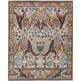 High-Quality Hand-Knotted Ivory And Rust Area Rug
