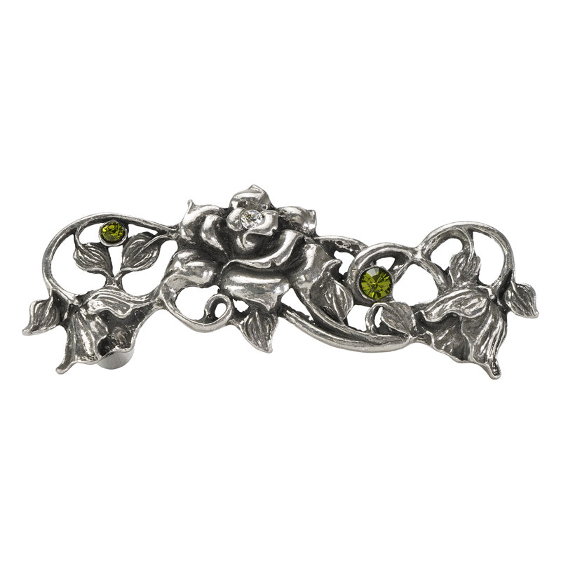 In The Garden Rose 3 inches center to center pull decorated with Swarovski Crystals   in Chalice