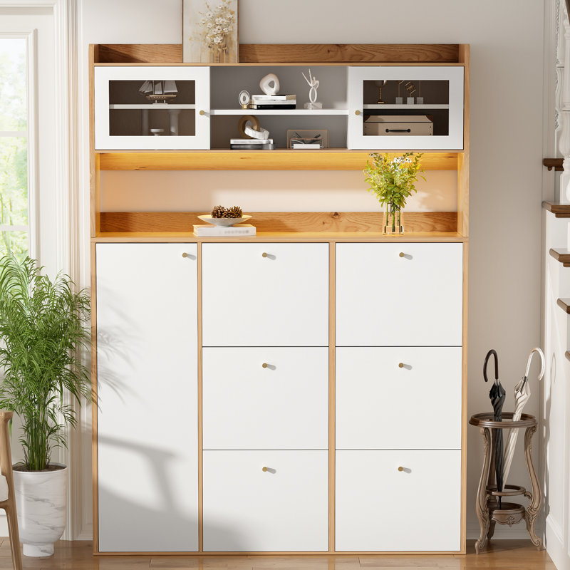 24 Pair Shoe Storage Cabinet, White