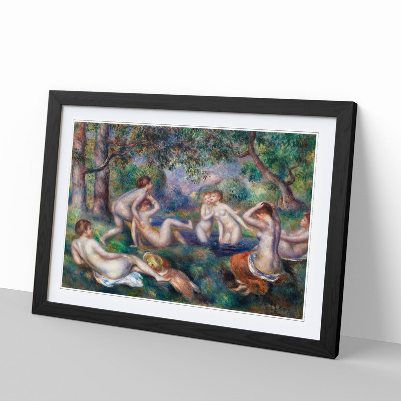 Bathers in the Forest by Pierre-Auguste Renoir - Picture Frame Painting, 36cm H x 48cm W x 2cm D, Black Framed
