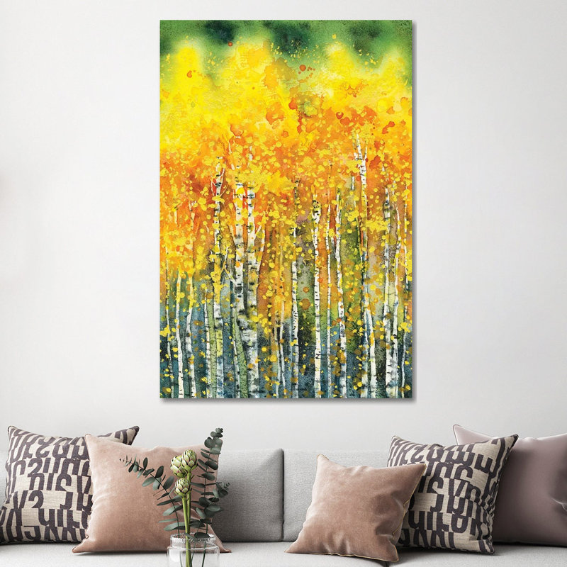 Golden Aspen Trees by Zaira Dzhaubaeva - Gallery-Wrapped Canvas Giclée on Canvas, Wrapped Canvas