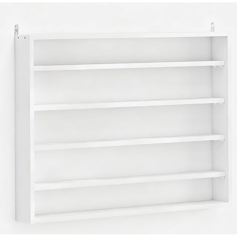 Vitrine murale à 5 niveaux avec portes en verre et tablettes réglables pour objets de collection et décor, Blanc