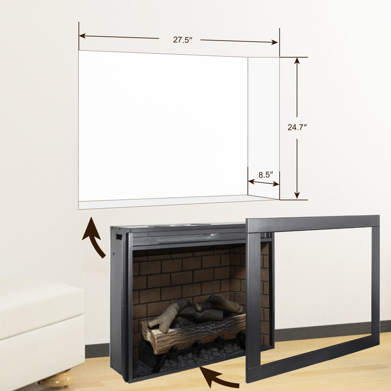 Foyer électrique à infrarouge avec ensemble de garniture amovible, générateur de chaleur de 1500 W, foyer sans fumée, flamme réglable et luminosité de braise, 5000 / heure, 400 pieds carrés Pi. Zone de chauffage, 3 voies d'installation, / Ul