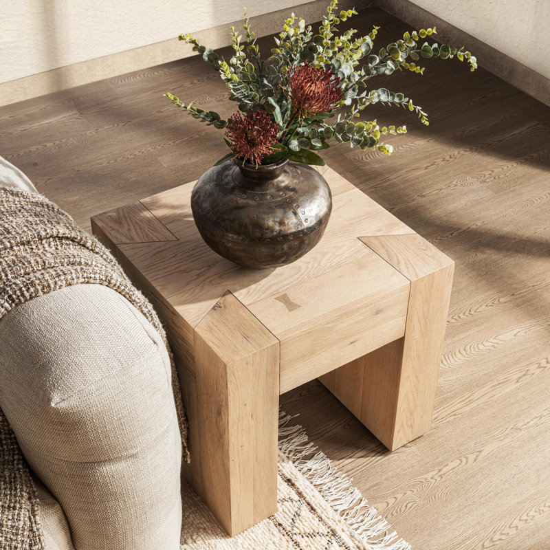 Elise Solid Wood Sled End Table, Coastal Haven