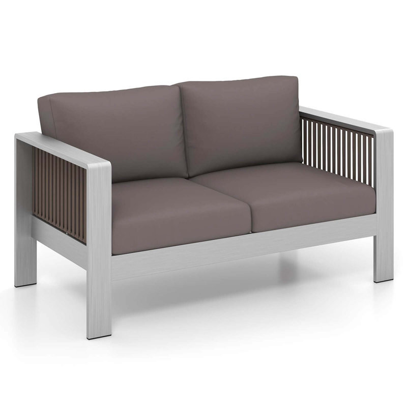 Presber 53.5'' Wide Rectangle Aluminum Loveseat with Cushions