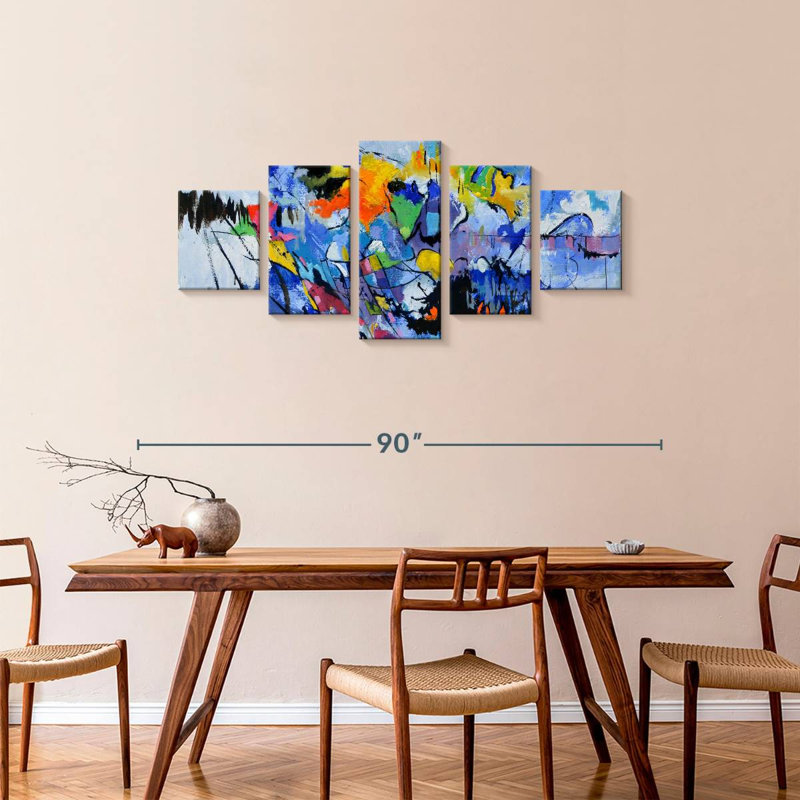 Abstract Blue Feast, 34" H x 74" W
