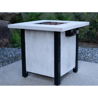 Chauffe-table d'extérieur 50000BTU, 25 po, blanc crème, fibre de verre et fer, chauffant, foyer blanc à effet de charbon de bois, 50 000, longue durée de vie, motif