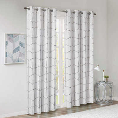 Total Blackout Metallic Print Grommet Top Curtain Panel(Only 1 Pc Panel) 
